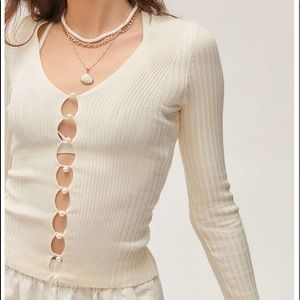 UO Bonnie Pearl Button-Up Sweater